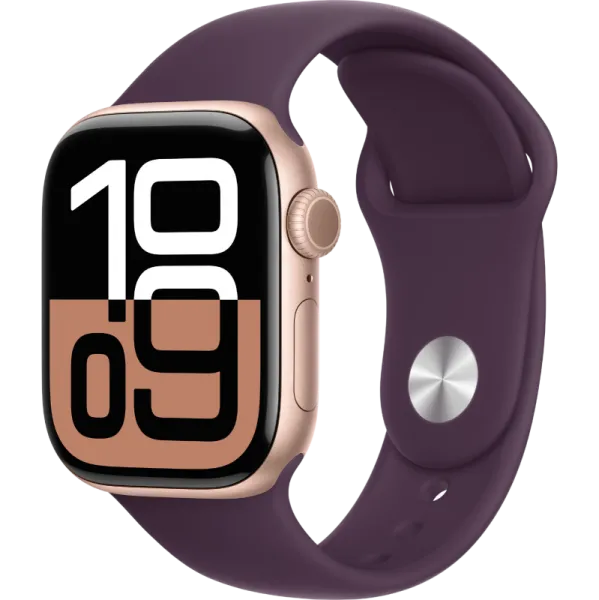 Apple Watch Series 10 42mm Aluminum Rose Gold Case Plum Sport Band M/L