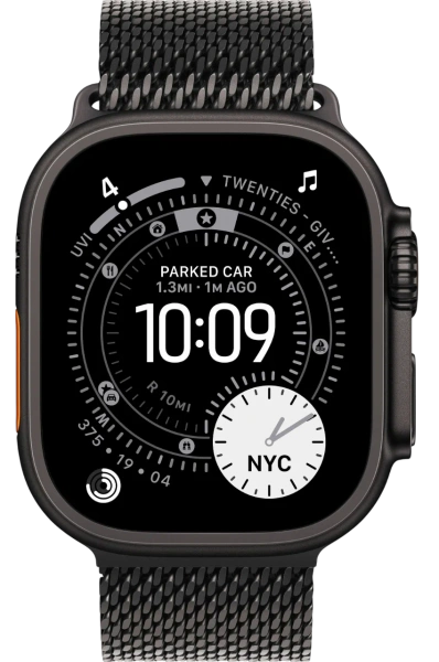 Apple Watch Series Ultra 3 49mm Black Titanium Case with Black Titanium Milanese Loop L